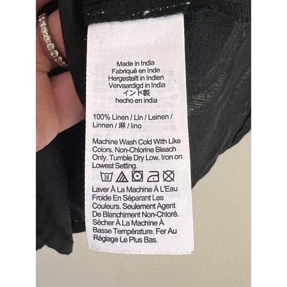 NWT J, Crew Puff Sleeve V-Back Button-Front Linen Blouse Top Black Womens Size 2 - Picture 10 of 11